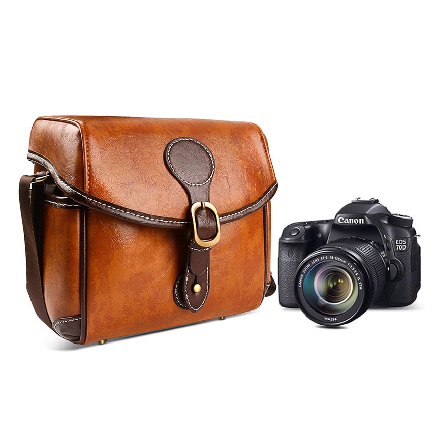 Brown Vintage Style Crossbody Camera Bag